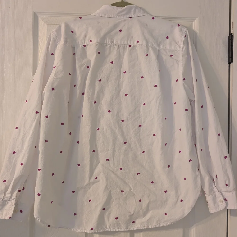 White Button-Up Shirt with Pink Accents - Picture 5 of 6
